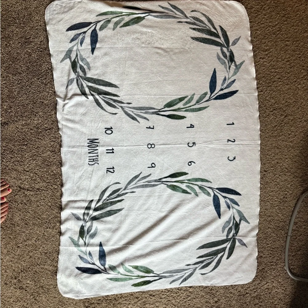 Leafy Milestone Blanket - Green and Blue